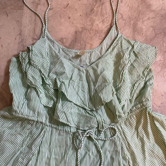 Free People Green Medium Flutter Away Green Stripe Ruffle Dress - Picture 4 of 7
